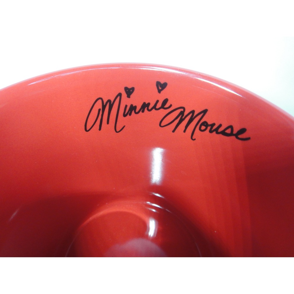 Disney Parks Minnie Mouse Black Polka Dot Ceramic Coffee Mug 3D Red Bow 4in - Picture 3 of 7